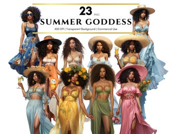 Black girl clipart, Black woman clipart, Summer Fashion girl clipart, Curvy girl, Planner Dashboard, Sublimation Design, PNG, Commercial Use