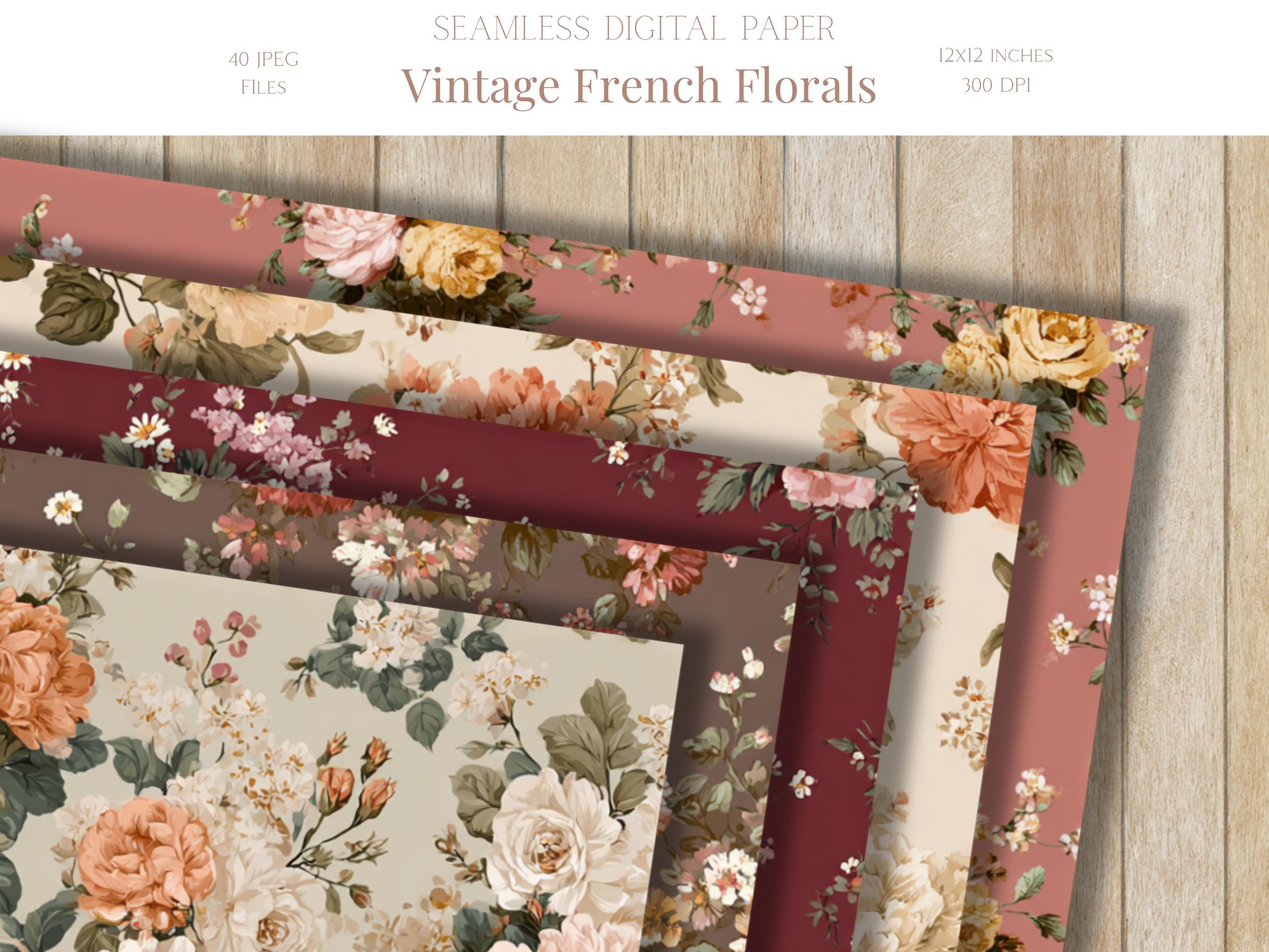 French Floral Seamless Pattern Shabby Chic Floral Roses Digital Paper ...
