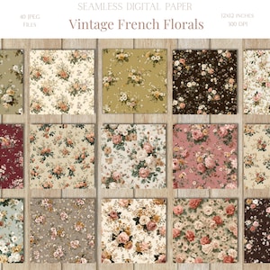 French Floral Seamless Pattern Shabby Chic Floral Roses Digital Paper ...