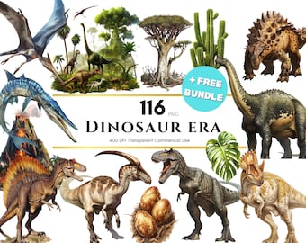 Watercolor Realistic Dinosaur Clipart, Dinosaur Nursery Art, Dinosaur Baby Shower Set, Dinosaur PNG, Cute Dino Clipart, Commercial Use