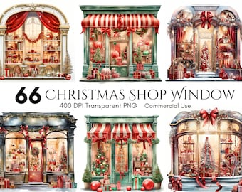 Weihnachts-Schaufensterdekoration, Schaufenster, Holiday Shop, PNG, Sublimation, Junk Journal, Scrapbook, Kommerzielle Nutzung