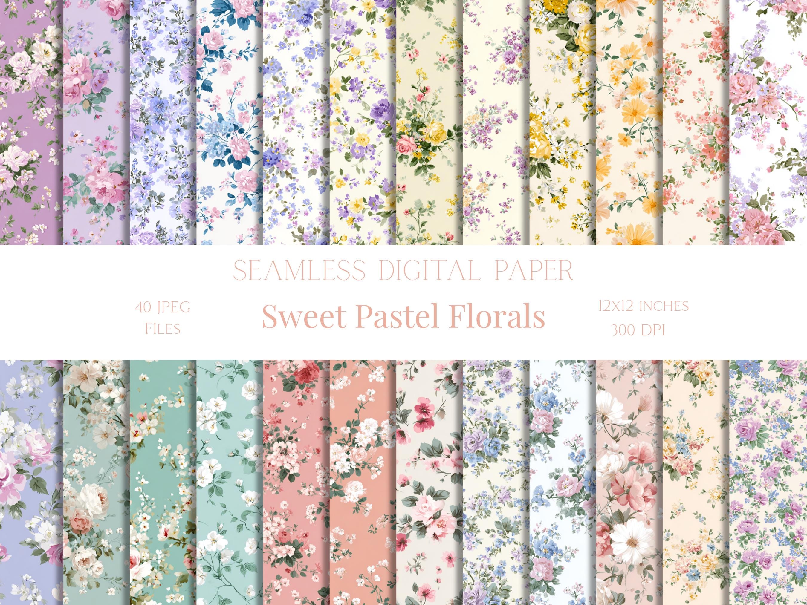 Floral Pastel Cottagecore Seamless Pattern Shabby Chic Digital Paper ...