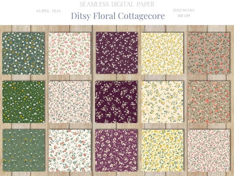 Ditsy Floral Cottagecore Seamless Pattern Shabby Chic Digital Paper for ...
