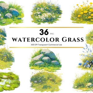 Watercolor Grass clipart, Botanical Grass, Wildflower, Grass PNG Digital Download, Sublimation, Printable, Scrapbook, Bundle, Commercial Use