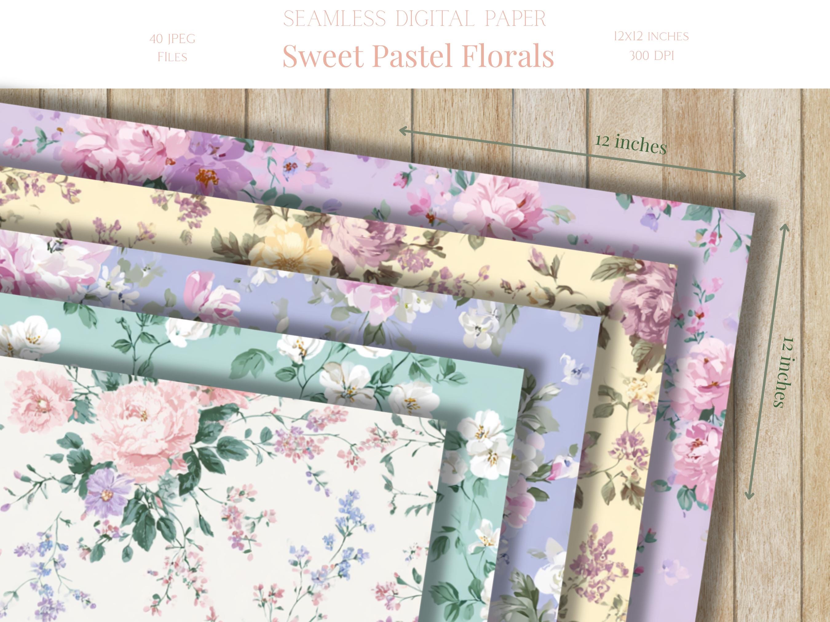 Floral Pastel Cottagecore Seamless Pattern Shabby Chic Digital Paper ...