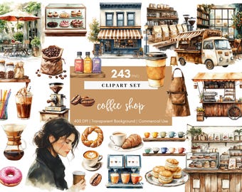 Coffee Clipart, Watercolor Coffee PNG, Coffee Stickers, Cookies Clipart, Hot Coffee PNG, Drinks Clipart, Espresso, Cafe png, Commercial Use