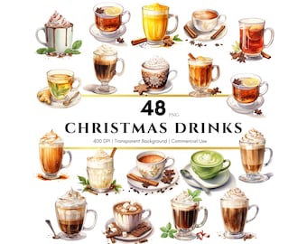 Christmas Drinks Hot Chocolate, Hot Cocoa PNG Christmas Clipart, Scrapbook, Junk Journal, Paper Crafts, Commercial Use
