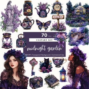 Floral Garten Clipart Frühling Garten Clipart Frühlingszeit Cottagecore Königlicher Garten Mystisch Clipart Himmlisch Aufkleber Scrapbook Magisch PNG