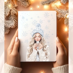Watercolor cozy cabin clipart featuring boho Christmas elements, beige Christmas trees, sweaters, and holiday winter designs. Perfect for Christmas planners, scrapbooking, and digital projects