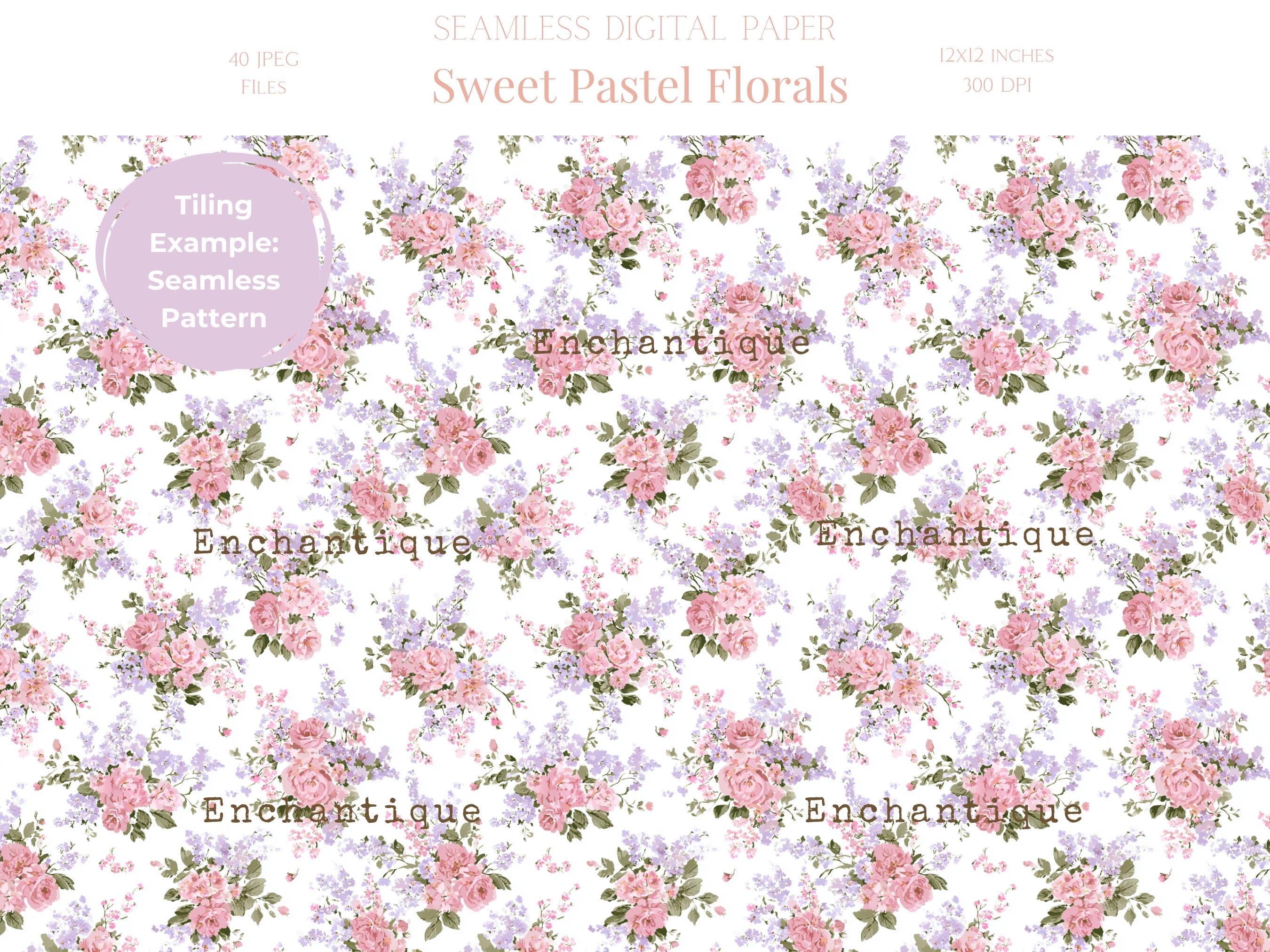 Floral Pastel Cottagecore Seamless Pattern Shabby Chic Digital Paper ...