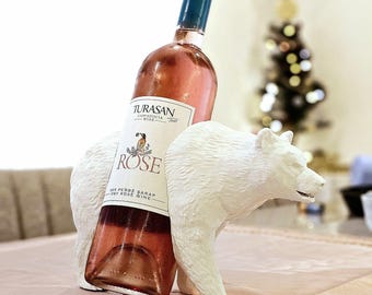 Portabotellas de vino de oso, modelo STL 3D: Decoración rústica de mesa (descarga digital)