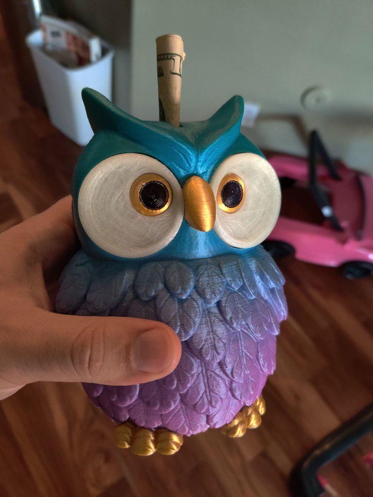 Owl Bank 3D Print Stl File