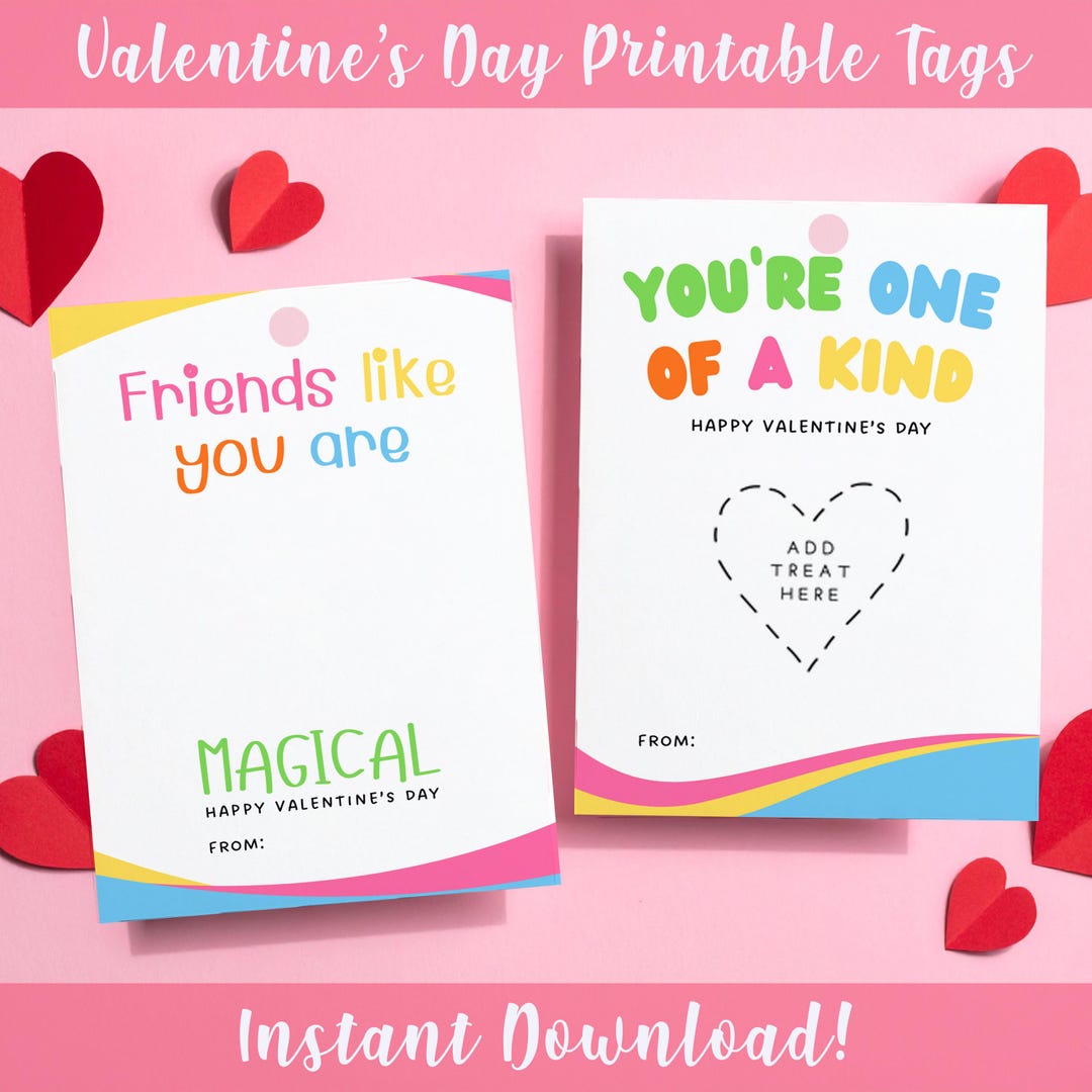 Printable Colorful Valentine Gift Tags for Kids, Printable Classroom ...