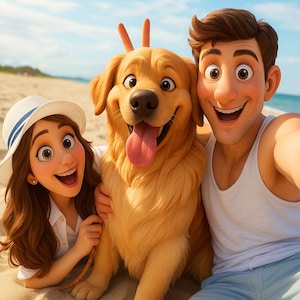 Portrait de style Pixar à partir d'une photo, portraits de couples, portrait de dessin animé personnalisé de style Pixar, cadeau personnalisé pour couples, familles, animaux de compagnie, enfants