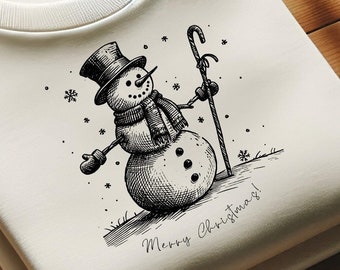 Retro Snowman SVG Clipart: Vintage Christmas Design (Digital Download)