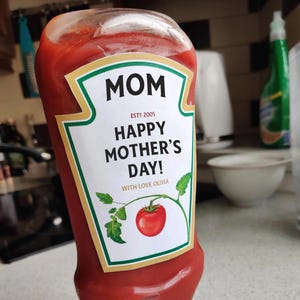 Personalized Tomato Ketchup Sauce Label, Mother&#39;s day gift, personalized gift for mom, Vinyl Sticker, Personalised Ketchup Label