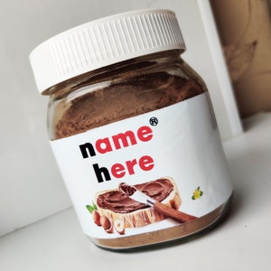 Etichetta adesiva in vinile personalizzata per crema spalmabile al cioccolato, regalo di Natale per lui, etichette personalizzate per barattoli, nome adesivo personalizzato