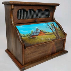 Bread Box, Hand Painted Wood Bread Box, Wooden Vintage Bread Bin, bread storage box, Bread Storage, Loaf Storage Bin, Kitchen Decor