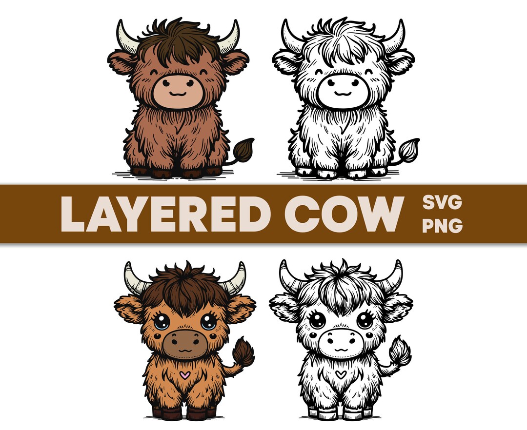 Cute Highland Cow Svg, Cute Highland Cow Sitting Svg, Highland Cow ...