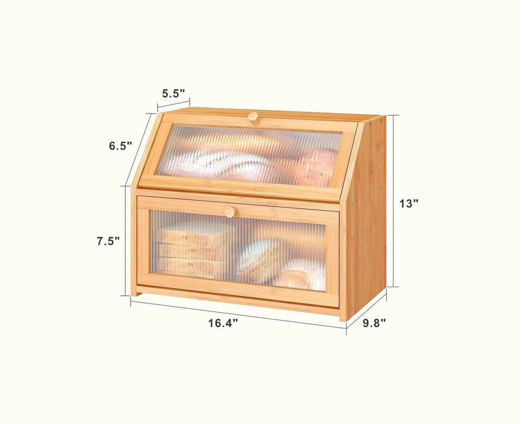 Bamboo Bread Box, Farmhouse Basket, Bread Bin, Storage Box, Bread