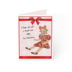 Jolies cartes de voeux vintage Dolly pour Noël (1, 10, 30 et 50 pièces)