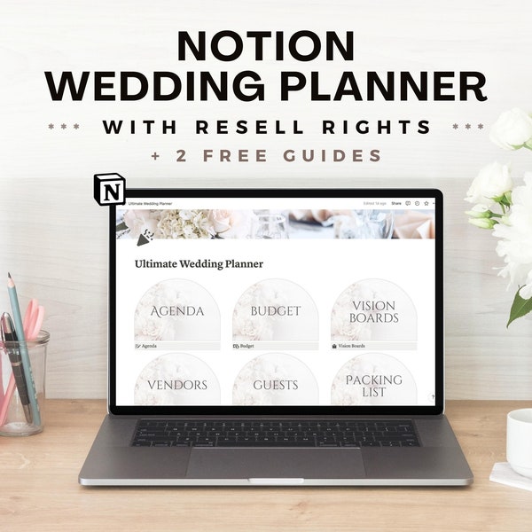PLR Notion Wedding Planner Template | PLR Digital Planner | Notion Template with Resell Rights | Done For You Digital Product | Notion PLR
