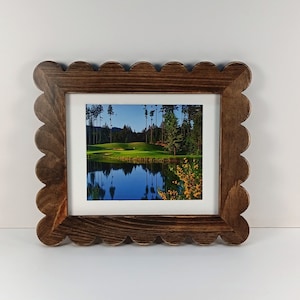 Rustic Scallop Frame, Picture frame, Hardware included, 8&quot;x10&quot;, Hanging Picture Frame, Dark Walnut stain