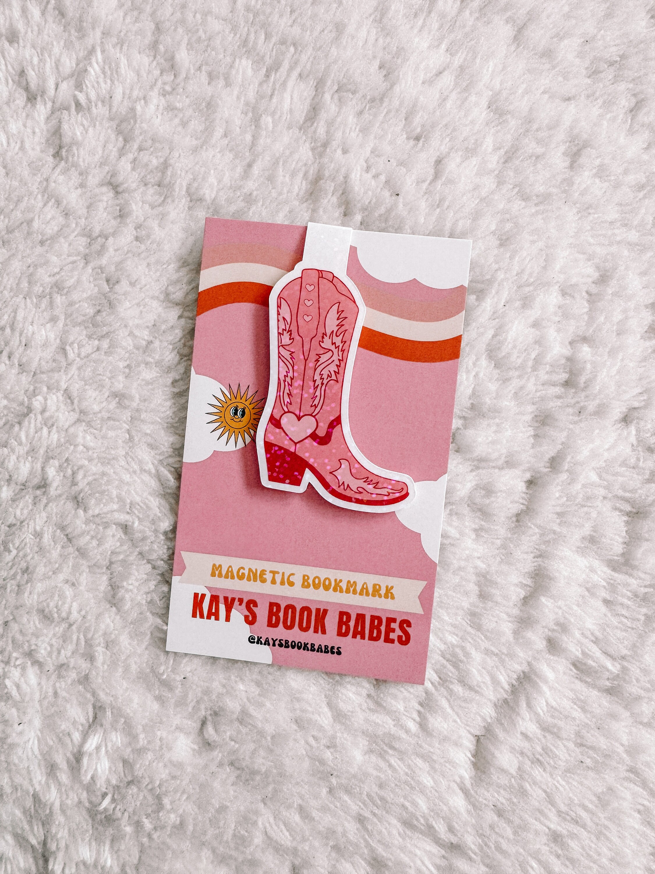 Pink Cowgirl Boot Holographic Magnetic Bookmark - Etsy