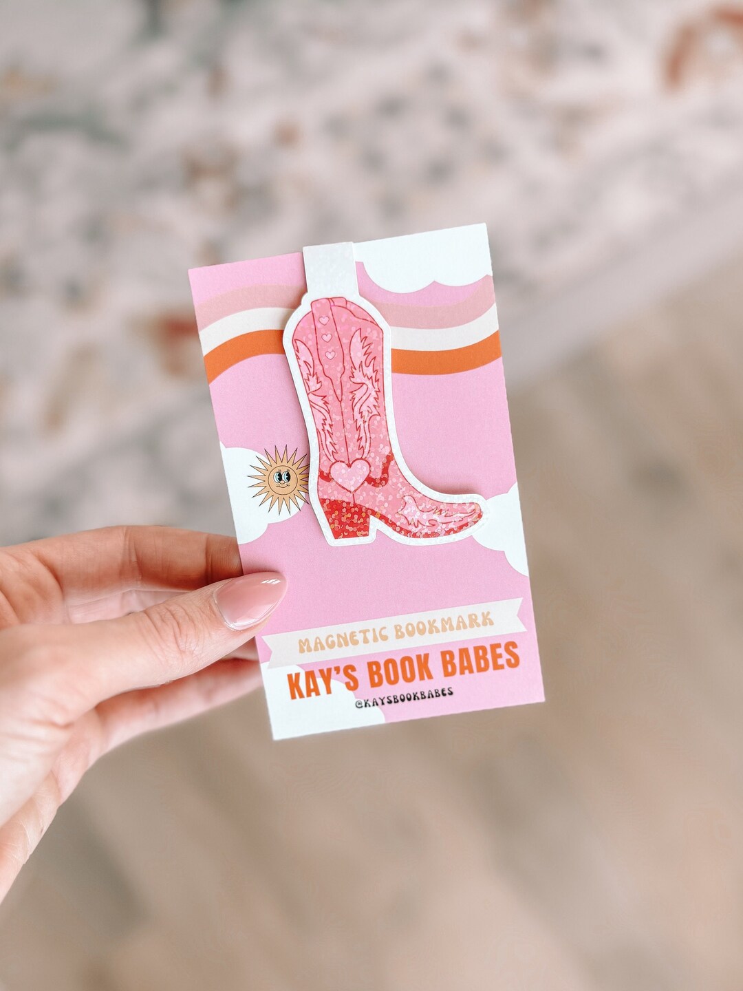 Pink Cowgirl Boot Holographic Magnetic Bookmark - Etsy