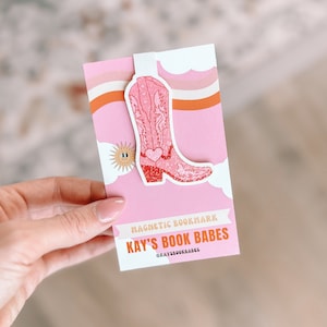 Pink Cowgirl Boot Holographic Magnetic Bookmark - Etsy