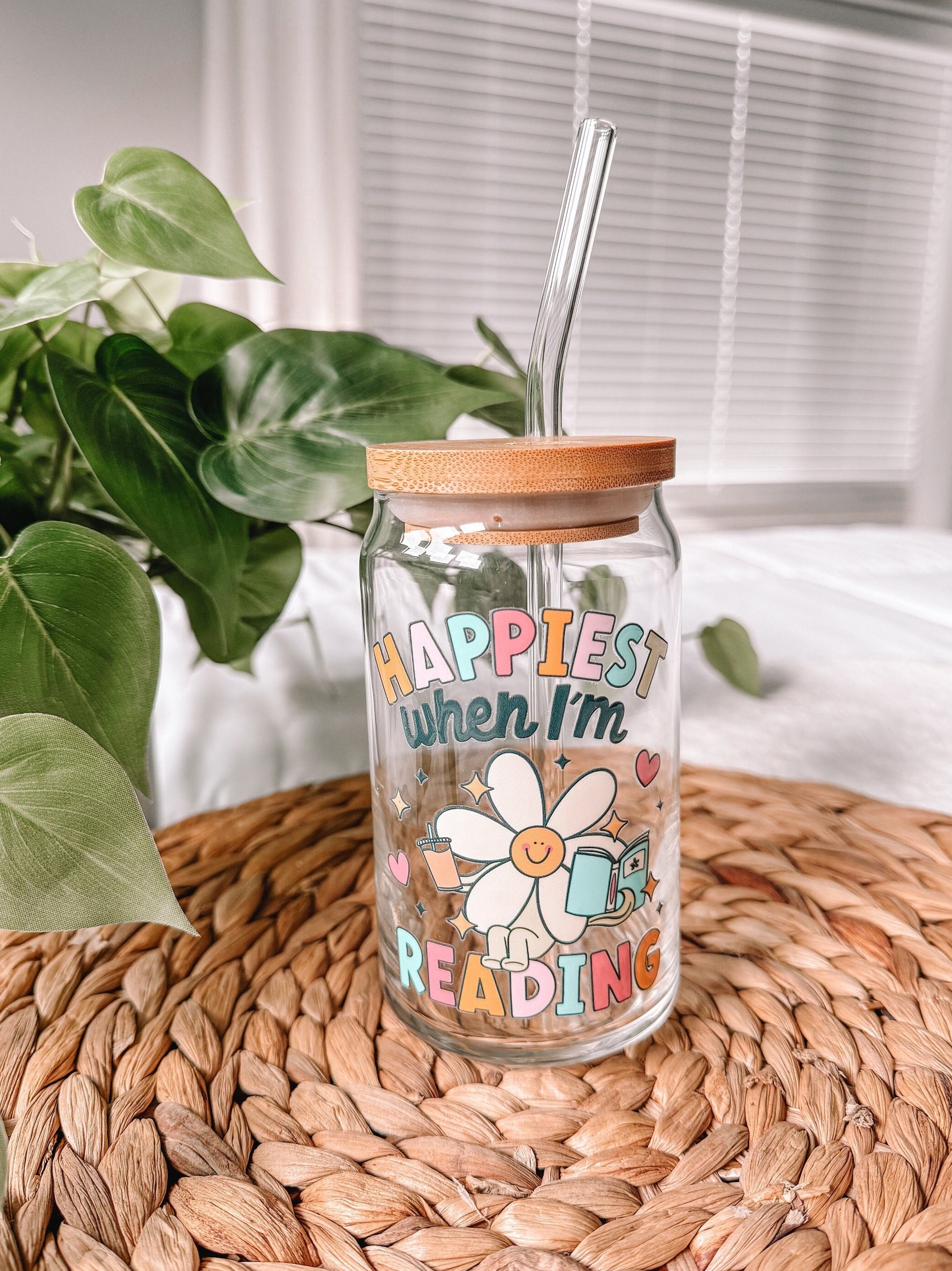 Boss Babe, Motivational, Cute, 22 oz Libbey Cup, Bamboo Lid & Glass Straw,  Iced Coffee Cup, Gift, Party Favor, UV DTF Wrap