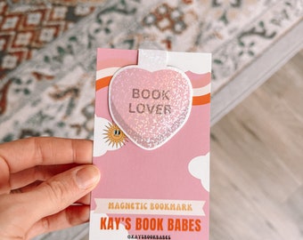 Book Lover Conversation Candy Heart Holographic Magnetic Bookmark