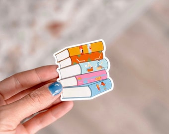 Em Hen Book Stack Sticker