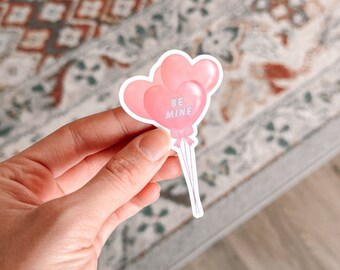 Autocollant holographique Be Mine Heart Balloons