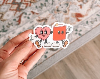 Retro Book Lover Valentine’s Day Sticker