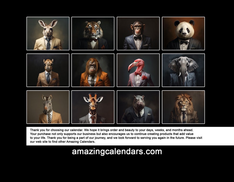 Zoo Portraits 2025 Calendar Etsy