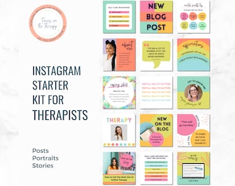 Therapist Instagram templates, Mental health templates for therapists, Therapy Canva templates for therapists, Therapist social media posts