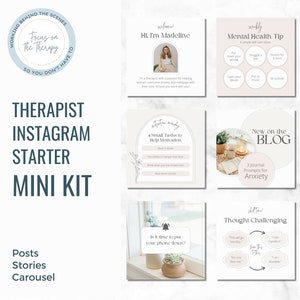 Therapist Instagram Templates | Starter Mini Kit | Mental Health Templates | Canva Templates | Therapist Social Media Kit |  Instagram Post