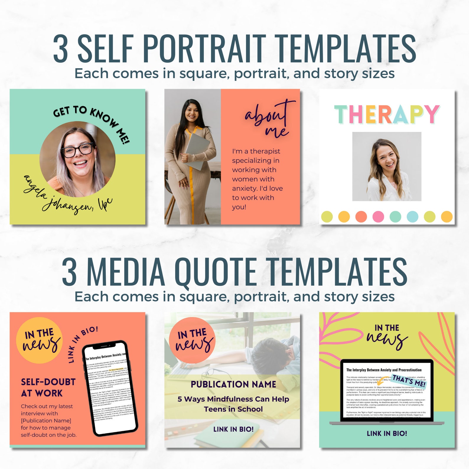 Therapist Instagram Templates, Mental Health Templates for Therapists ...