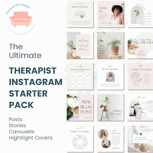 Therapist Instagram Templates | Mental Health Templates | Canva Templates | Therapist Social Media Kit | Psychologist | Instagram Post