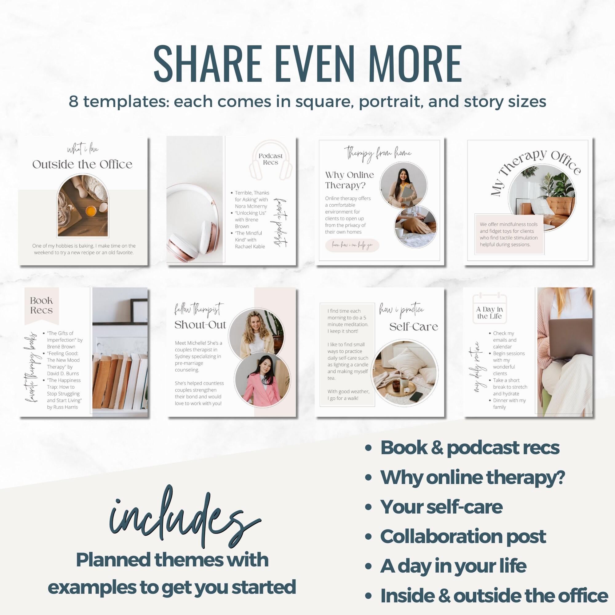 About Me Therapist Instagram Templates | Mental Health Templates ...