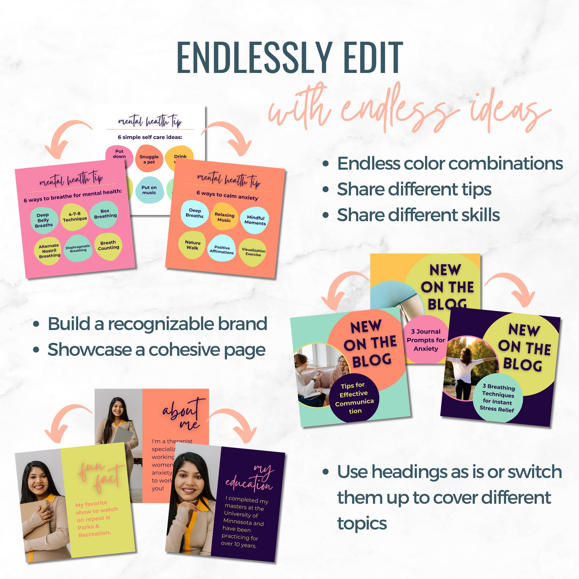 Therapist Instagram Templates, Mental Health Templates for Therapists ...