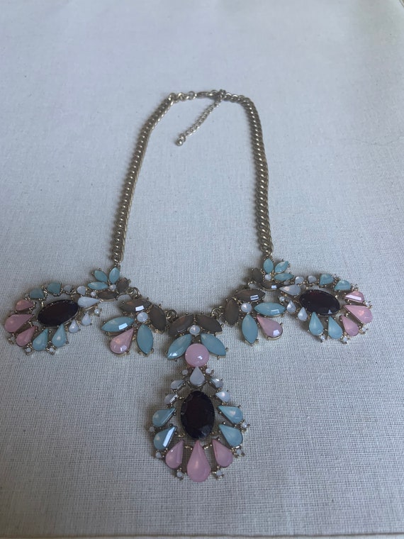 Vintage 2000s Statement Jeweled Flower Drop Neckl… - image 4