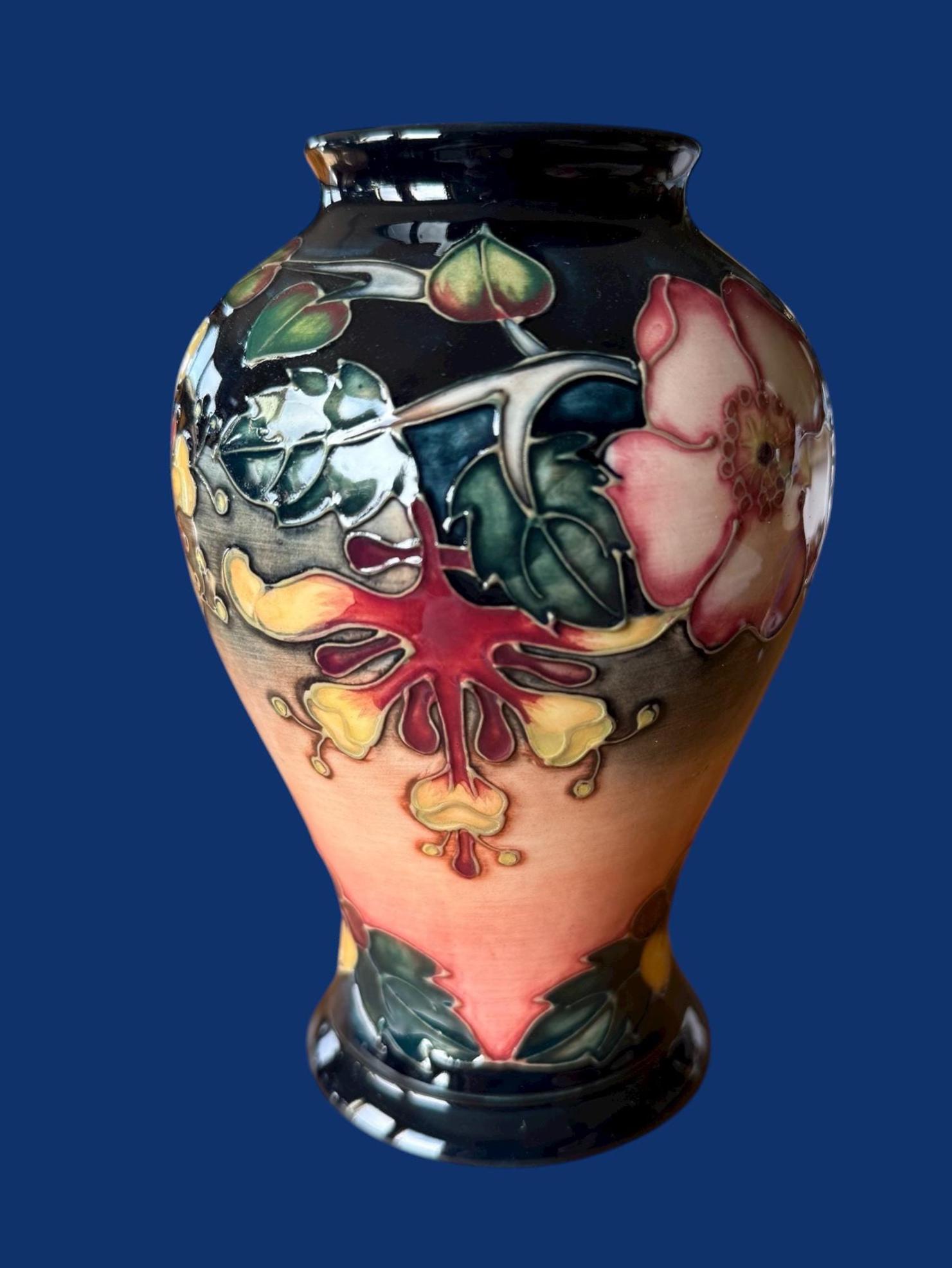 Moorcroft R MOORCROFT OBERON VASE 15cm. Rachel Bishop Design. New Dawn Era ...