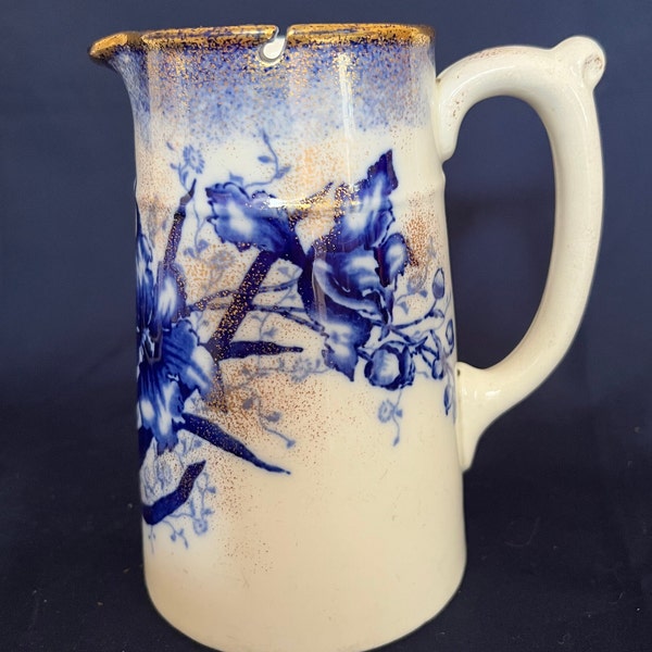 JOHN MADDOCK & SONS tankard jug c.1890s. Orchid pattern. Blue and white. Collectors item. Antique china. Rare find.