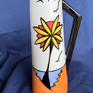 LORNA BAILEY BEACH Tall Jug 21cm. Modern Art. Art Deco style. Highly sought after and very collectable. Hand painted. Collector item. Gift.