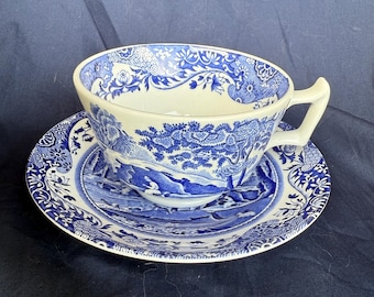 SPODE ITALIAN TEA Cup and Saucer 200ml. Classic blue and white design. Classic Spode. Traditional china. Replacement china. Perfect gift.