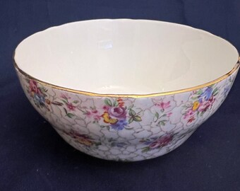 HAMMERSLEY 2348 CHINTZ. Sugar bowl. Floral crackle glaze design. Very rare find. Highly collectible. Perfect gift.