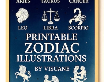 Watercolor Zodiac Constellation Print Set: Boho Astrology Art (Digital Download)
