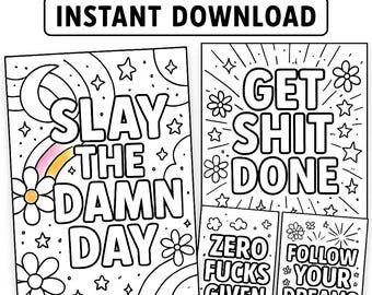 Sassy Swear Word Coloring Pages: Mental Health Art Therapy (PDF Bundle)